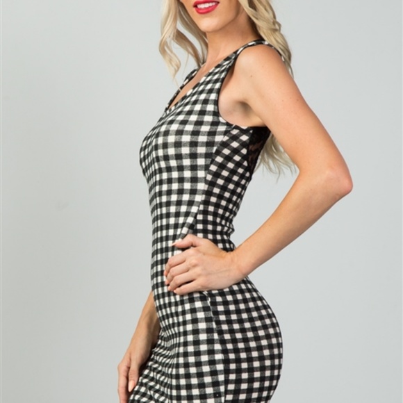 CLEARANCE Gorgeous checkered lace back mini dress - Picture 7 of 10